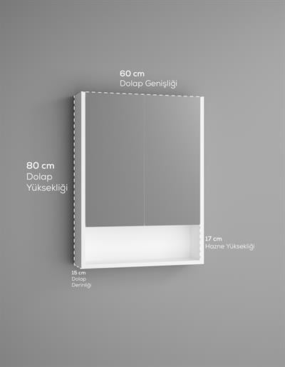 DF16104B MDF 2 Kapaklı Aynalı Banyo Dolabı Lavabo Üstü Dolap Çok Amaçlı Banyo Dolabı