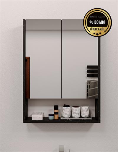 DF16104BD MDF 2 Kapaklı Aynalı Banyo Dolabı Lavabo Üstü Dolap Çok Amaçlı Banyo Dolabı