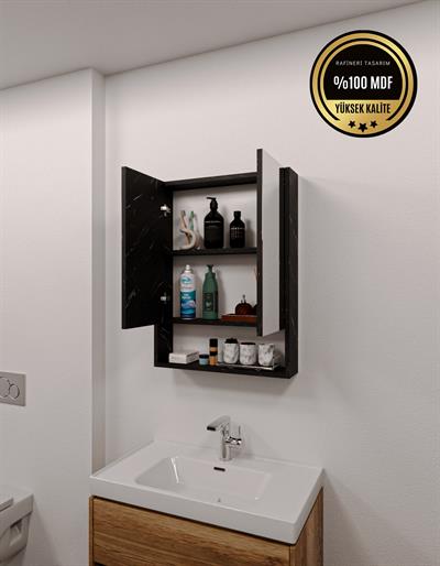 DF16104BD MDF 2 Kapaklı Aynalı Banyo Dolabı Lavabo Üstü Dolap Çok Amaçlı Banyo Dolabı