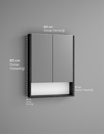 DF16104BD MDF 2 Kapaklı Aynalı Banyo Dolabı Lavabo Üstü Dolap Çok Amaçlı Banyo Dolabı