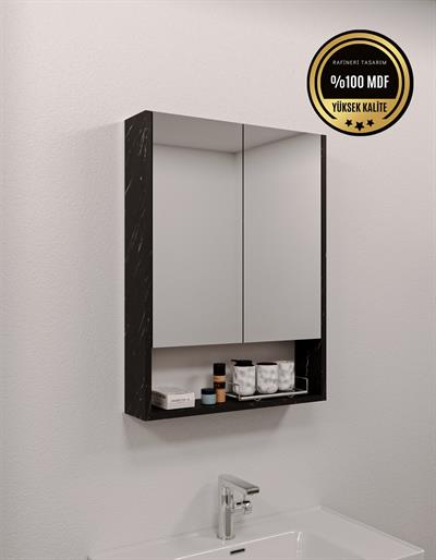 DF16104BD MDF 2 Kapaklı Aynalı Banyo Dolabı Lavabo Üstü Dolap Çok Amaçlı Banyo Dolabı