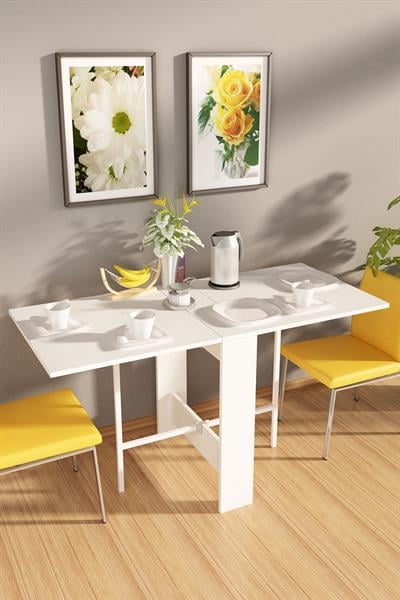 DF01101B Pratik Katlanır Masa Mutfak ve Yemek Masası Beyaz 