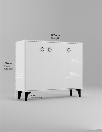 DF08102B MDF Beyaz Ayakkabılık Antre Hol Çok Amaçlı Dolap Ayakkabı Dolabı