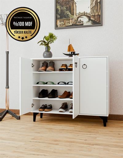 DF08102B MDF Beyaz Ayakkabılık Antre Hol Çok Amaçlı Dolap Ayakkabı Dolabı