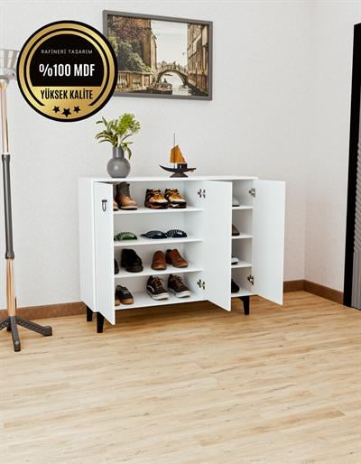 DF08102B MDF Beyaz Ayakkabılık Antre Hol Çok Amaçlı Dolap Ayakkabı Dolabı