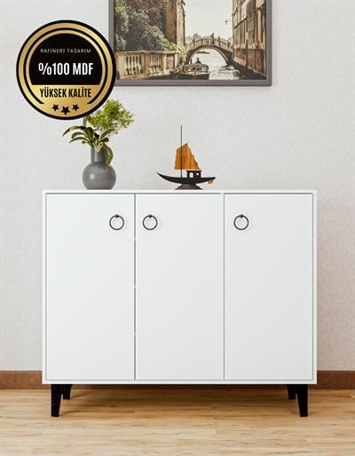 DF08102B MDF Beyaz Ayakkabılık Antre Hol Çok Amaçlı Dolap Ayakkabı Dolabı