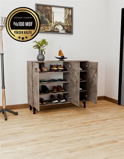 DF08102GD MDF Gri Ayakkabılık Antre Hol Çok Amaçlı Dolap Ayakkabı Dolabı