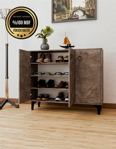 DF08102GD MDF Gri Ayakkabılık Antre Hol Çok Amaçlı Dolap Ayakkabı Dolabı