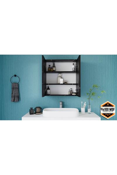 DF16103BD İki Kapaklı Aynalı Banyo Dolabı Lavabo Üstü Dolap Çok Amaçlı Banyo Dolabı