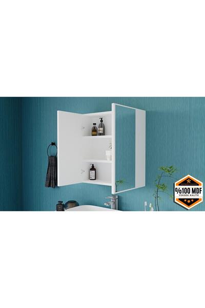 DF16103B İki Kapaklı Aynalı Banyo Dolabı Lavabo Üstü Dolap Çok Amaçlı Banyo Dolabı