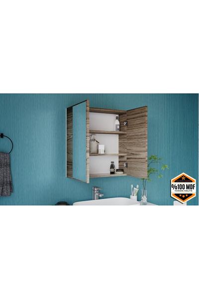 DF16103BR İki Kapaklı Aynalı Banyo Dolabı Lavabo Üstü Dolap Çok Amaçlı Banyo Dolabı