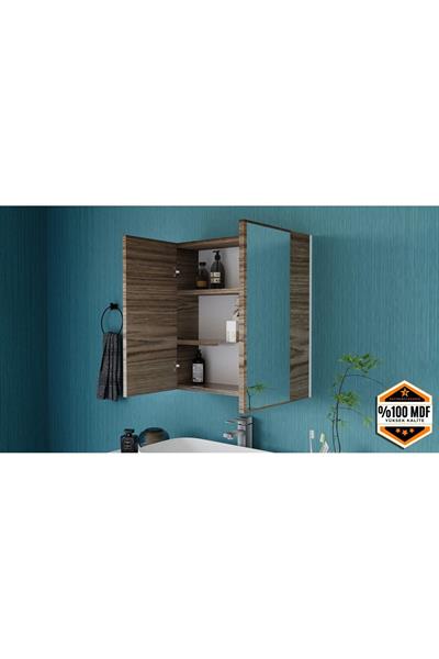 DF16103BR İki Kapaklı Aynalı Banyo Dolabı Lavabo Üstü Dolap Çok Amaçlı Banyo Dolabı