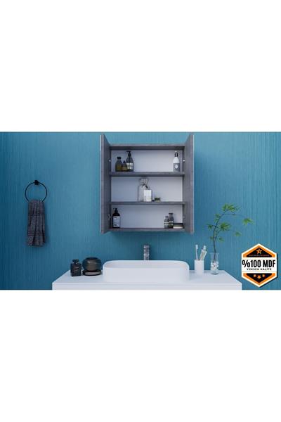 DF16103GD İki Kapaklı Aynalı Banyo Dolabı Lavabo Üstü Dolap Çok Amaçlı Banyo Dolabı