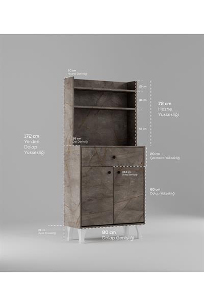 DF14102GD Kahve Köşesi Çok Amaçlı Mutfak Dolabı