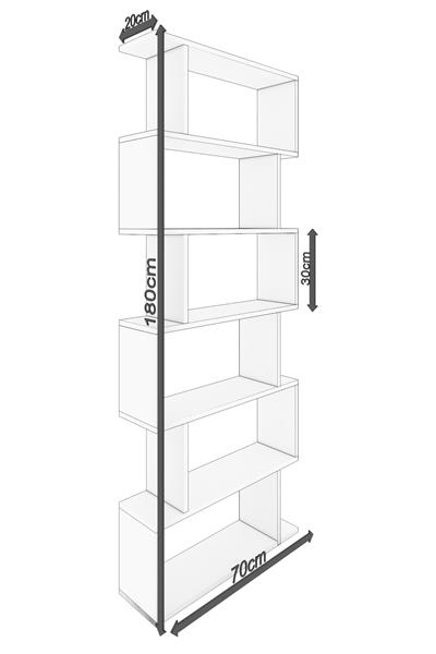 DF07103AC 6 Raflı Zigzag Kitaplık Çift Modül Atlantik Çam