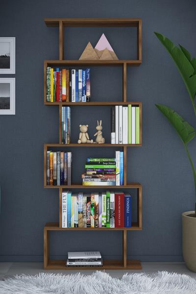 DF07101BR 6 Raflı Zigzag Kitaplık Tek Modül Barok