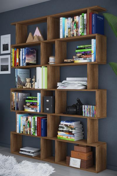 DF07103BR 6 Raflı Zigzag Kitaplık Çift Modül Barok