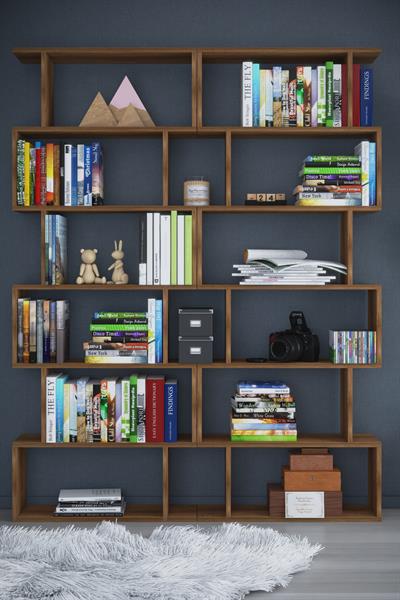 DF07103BR 6 Raflı Zigzag Kitaplık Çift Modül Barok