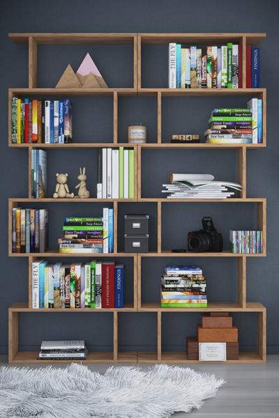 DF07103AC 6 Raflı Zigzag Kitaplık Çift Modül Atlantik Çam