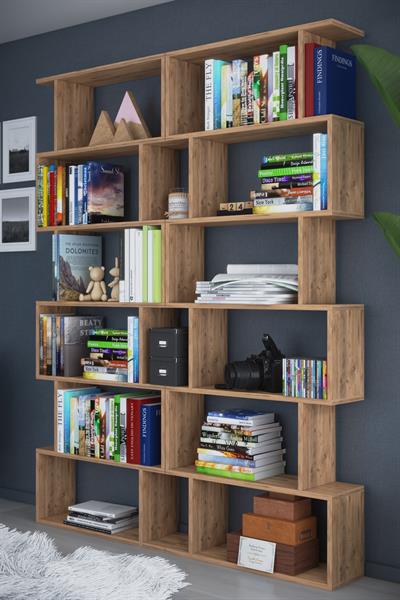 DF07103AC 6 Raflı Zigzag Kitaplık Çift Modül Atlantik Çam