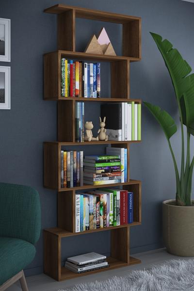 DF07101BR 6 Raflı Zigzag Kitaplık Tek Modül Barok