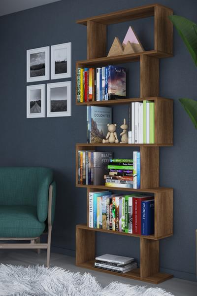 DF07101BR 6 Raflı Zigzag Kitaplık Tek Modül Barok