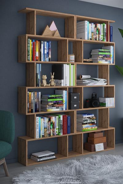 DF07103AC 6 Raflı Zigzag Kitaplık Çift Modül Atlantik Çam