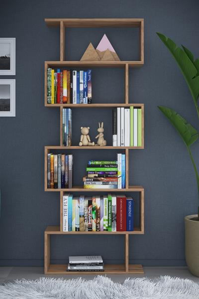 DF07101AC 6 Raflı Zigzag Kitaplık Tek Modül Atlantik Çam