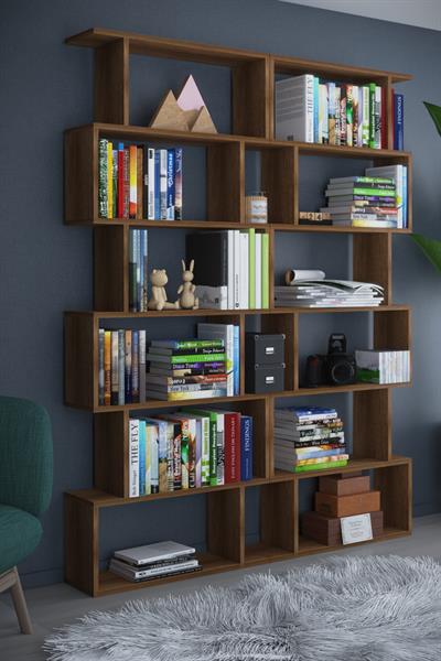 DF07103BR 6 Raflı Zigzag Kitaplık Çift Modül Barok
