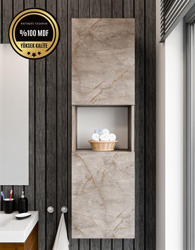 DF16101GD Raflı Kapaklı Duvara Monte Banyo Dolabı Boy Dolap Çok Amaçlı Banyo Dolabı