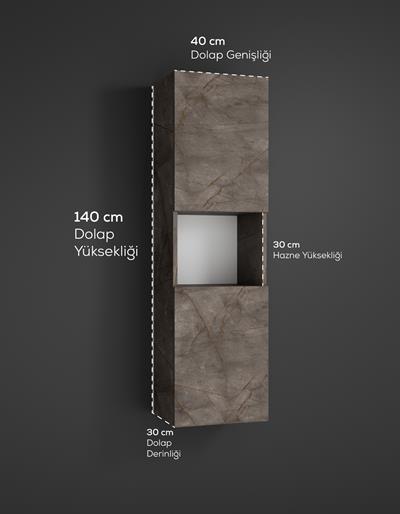 DF16101GD Raflı Kapaklı Duvara Monte Banyo Dolabı Boy Dolap Çok Amaçlı Banyo Dolabı