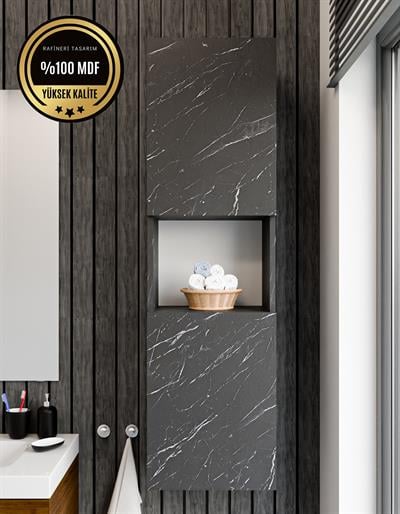 DF16101BD Raflı Kapaklı Duvara Monte Banyo Dolabı Boy Dolap Çok Amaçlı Banyo Dolabı