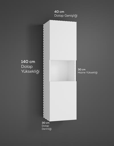 DF16101B Raflı Kapaklı Duvara Monte Banyo Dolabı Boy Dolap Çok Amaçlı Banyo Dolabı