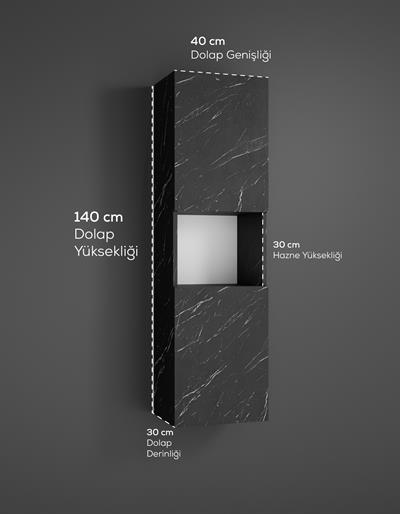 DF16101BD Raflı Kapaklı Duvara Monte Banyo Dolabı Boy Dolap Çok Amaçlı Banyo Dolabı