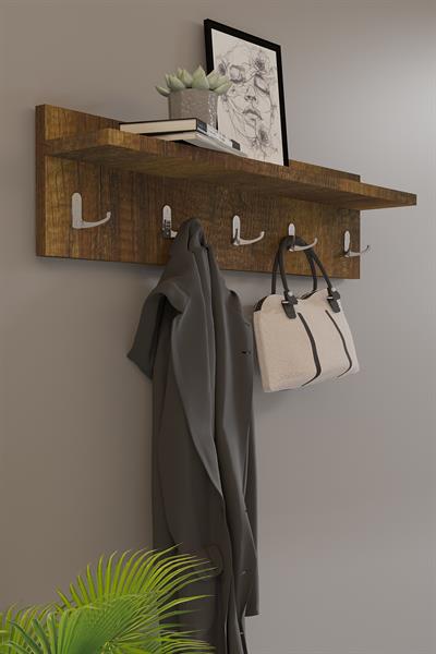 DF10101BR 5li Duvara Monte Dekoratif Raflı Askılık