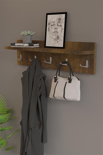 DF10101BR 5li Duvara Monte Dekoratif Raflı Askılık