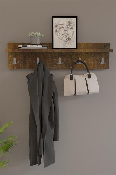 DF10101BR 5li Duvara Monte Dekoratif Raflı Askılık