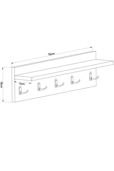 DF10101BD 5li Duvara Monte Dekoratif Raflı Askılık