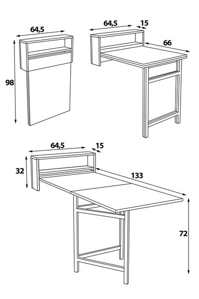 DF01106AC Pratik Duvara Monte Katlanır Masa Mutfak ve Yemek Masası
