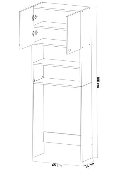 DF03103B Çamaşır Makinesi Üstü Düzenleyici Dolap