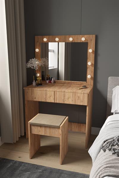 DF02103AC Hollywood Işıklı Aynalı Çekmeceli Makyaj Masası