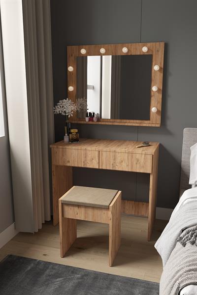 DF02103AC Hollywood Işıklı Aynalı Çekmeceli Makyaj Masası