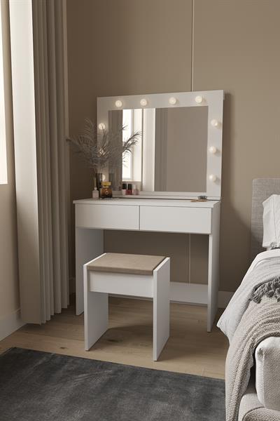 DF02103B Hollywood Işıklı Aynalı Çekmeceli Makyaj Masası