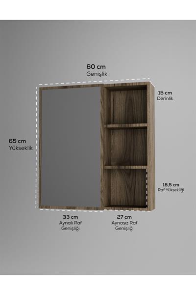 DF16102BD Tek Kapaklı Aynalı Banyo Dolabı Lavabo Üstü Dolap Çok Amaçlı Banyo Dolabı