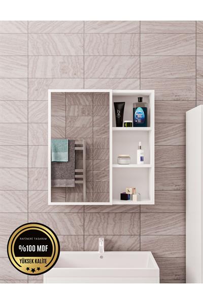 DF16102B Tek Kapaklı Aynalı Banyo Dolabı Lavabo Üstü Dolap Çok Amaçlı Banyo Dolabı