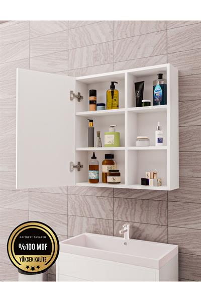 DF16102B Tek Kapaklı Aynalı Banyo Dolabı Lavabo Üstü Dolap Çok Amaçlı Banyo Dolabı