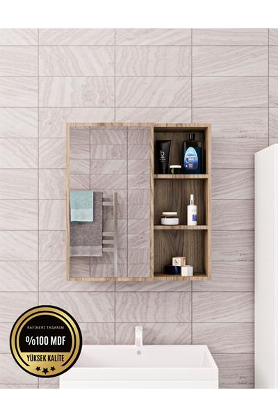 DF16102BR Tek Kapaklı Aynalı Banyo Dolabı Lavabo Üstü Dolap Çok Amaçlı Banyo Dolabı