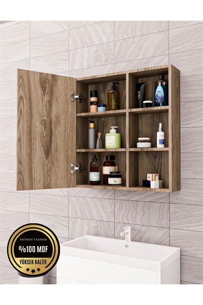 DF16102BR Tek Kapaklı Aynalı Banyo Dolabı Lavabo Üstü Dolap Çok Amaçlı Banyo Dolabı