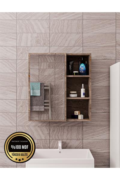 DF16102GD Tek Kapaklı Aynalı Banyo Dolabı Lavabo Üstü Dolap Çok Amaçlı Banyo Dolabı
