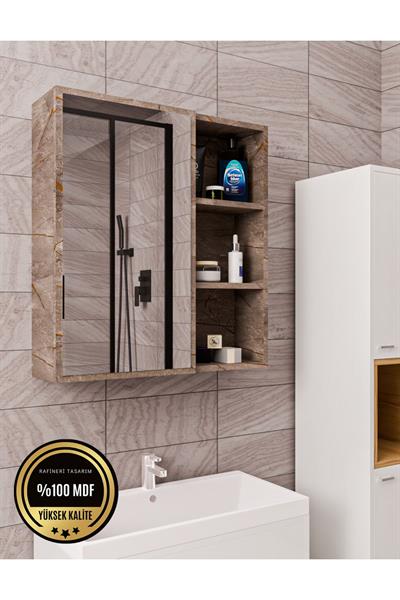 DF16102GD Tek Kapaklı Aynalı Banyo Dolabı Lavabo Üstü Dolap Çok Amaçlı Banyo Dolabı